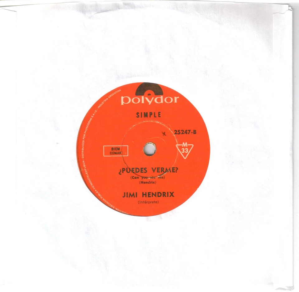 Jimi Hendrix  "All Along The Watchtower b/w Can You See Me?" Argentina 7"  Promo - Image 2 of 2