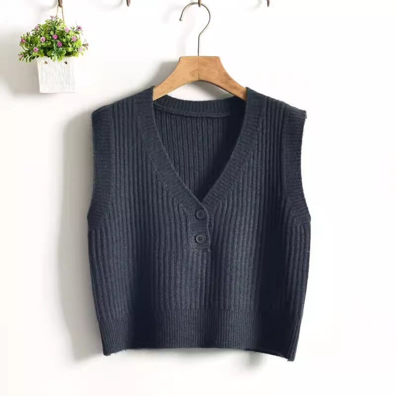 Women Knitted Vest Top Sleeveless Sweater V-neck Pullover Jumper