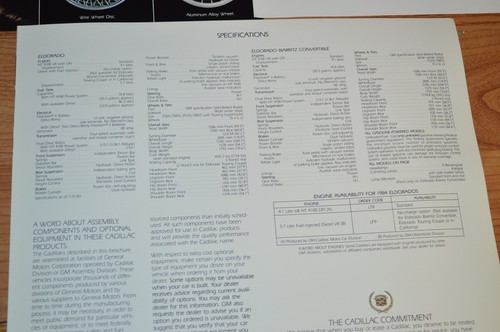 Cadillac Cimarron 1984 especificaciones características anuncio original concesionario anuncio impreso 84 - Imagen 3 de 3