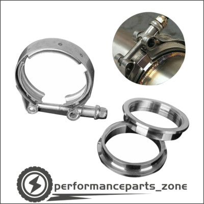 2.5'' inch V-Band Flange&Clamp Kit f/ Turbo Exhaust Downpipes 304 Stainless Steel