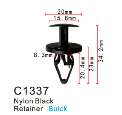 C1337 - Automotive Clips - 100PCS - Fits Buick, Nylon Black Retainer
