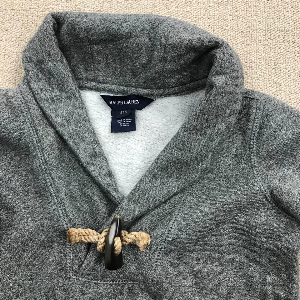 Ralph Lauren Sudadera Vestido Niñas 7 Gris Suéter Chal Cuello Palanca Niños Foto 4 de 4