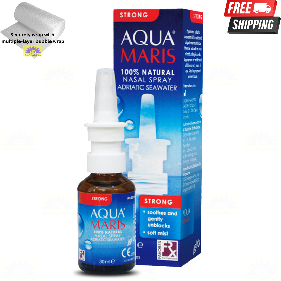 1 X Aqua Maris Strong 100% Natural Nasal Spray Seawater 30ml for Cold & Flu 