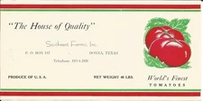 Label-THE HOUSE OF QUALITY,Southwest Farms,Donna,TX.Texas,RW Green.US=melaneybuy
