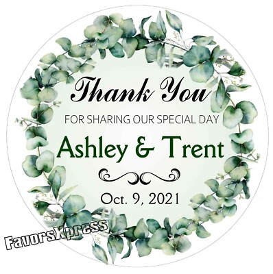 GREENERY EUCALYPTUS FLORAL WEDDING FAVOR STICKERS THANK YOU LABELS BRIDAL 