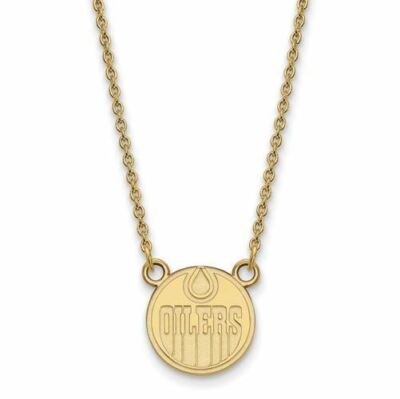 10k Gold NHL Edmonton Oilers kleiner Anhänger 18 in Halskette