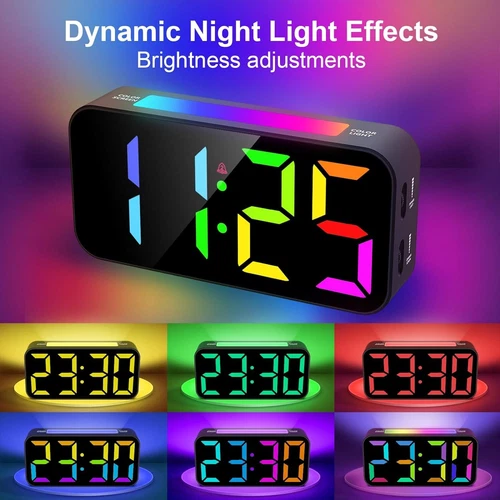 Touch Digital Alarm Clock LED Mirror Display Date Home Bedside Night Light Loud - Picture 1 of 7