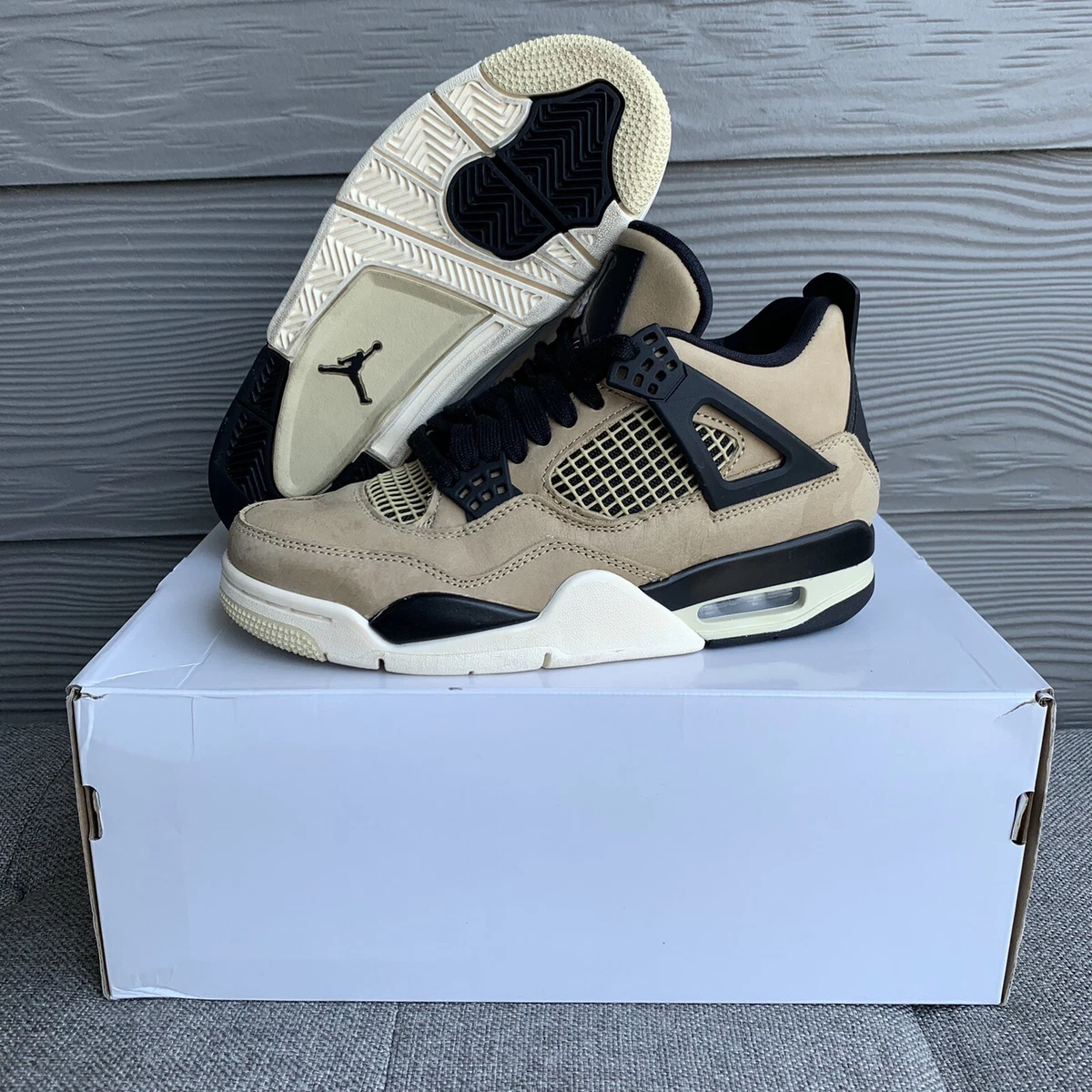 Nike Air Jordan 4 Retro IV Fossil Mushroom Women's Size 5 AQ9129 ...