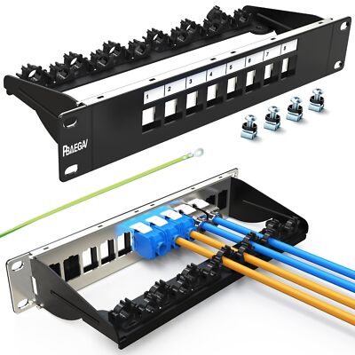 Patch Panel 8 Port Blank Keystone Patch Panel UTP/STP with Cable Management a...