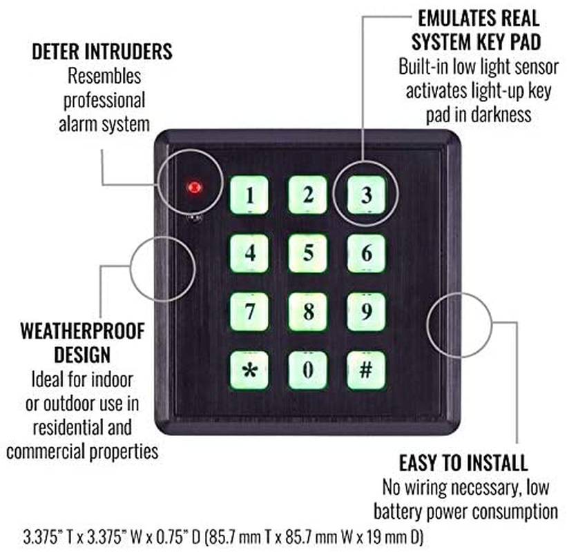 Fake Security Keypad Integrated Low Light Sensor Professional