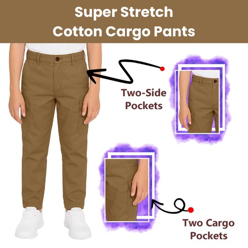 Boy’s Super Stretch Regular Fit Cargo Pants – Comfort, Style & Utility Combined - Picture 16 of 16