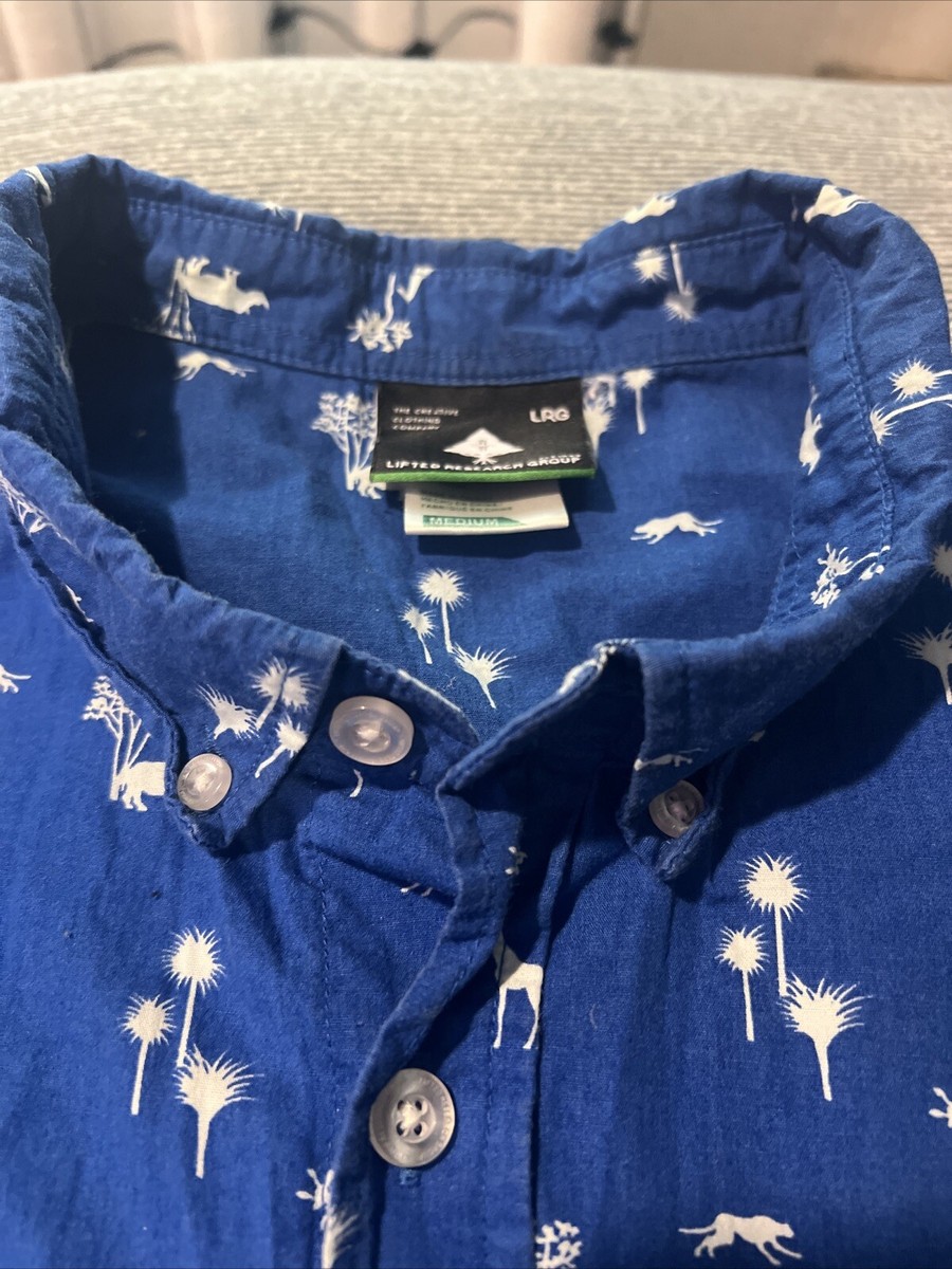 LRG The Creative Clothing Company Blue Safari Animals Button Up Medium Shirt View 6