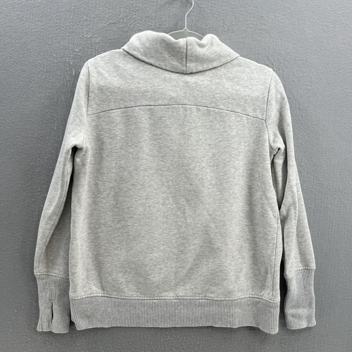 Athleta Sweatshirt Women Medium Gray Funnel Mock Neck Boxy Fit Pullover Thumbhol - Picture 2 of 7