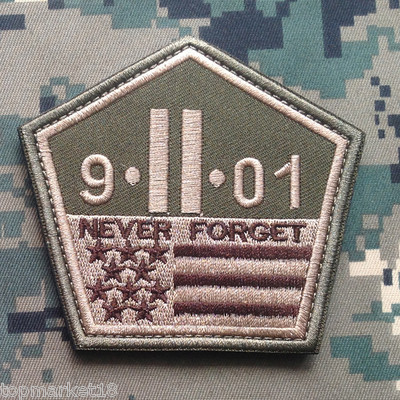 9-11 memorial patch 9.11.01 Never Forget flag Tactical Hook Look Patch ...