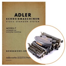 Adler No.7 Typewriter Instruction Manual Repro User Antique Schreibmaschine Vtg thumbnail