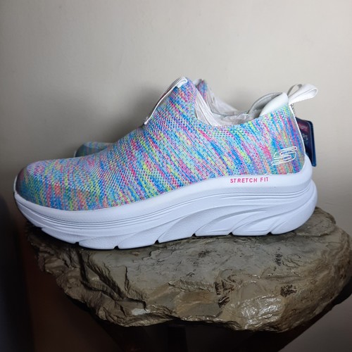 NEW SKECHERS Relaxed Fit: D'Lux Walker Rainbow Sky Walking Shoes Size 6