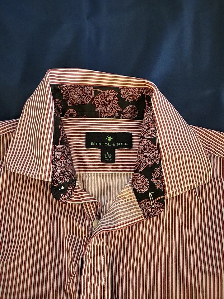 Bristol & Bull Shirt Mens Large Stripped Plasley Western Preppy - Image 2 of 4