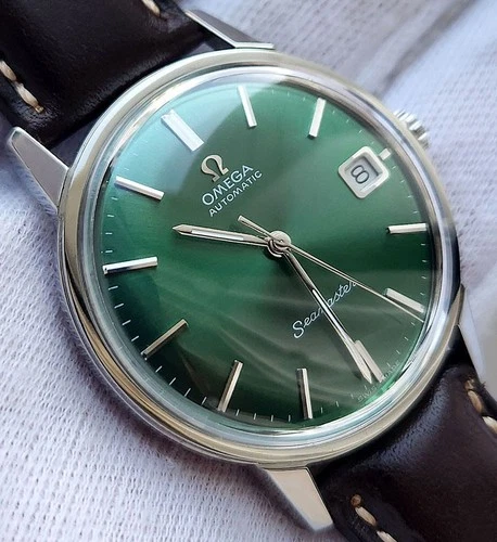 OMEGA SEAMASTER AUTOMATIC CAL563 DATE GREEN DIAL MEN'S WATCH