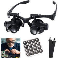 Professional Magnifying Glasses with Light  8 Lens Pairs for Close Work