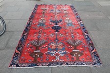 Vintage Worn Hand Made Traditional Oriental Wool Red Long Large Rug 276x153cm
