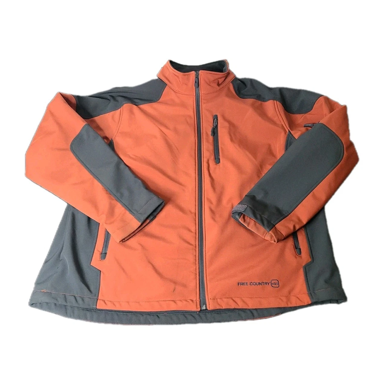Free Country Men's Full Zip Jacket Water Resistant Stand Collar Orange 2X-Large