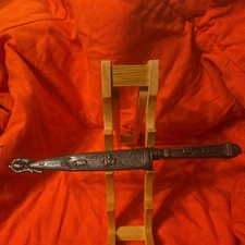 Vintage INOX Gaucho Cowboy Boot Knife With Engraved Blade Ornate Handle & Sheath