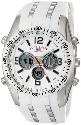 U.S. Polo Assn. Men s Sport Watch with Analog-Digital Display, silver/ white