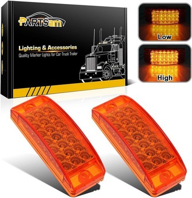 2pcs 6'' Rectangle Amber 21LED Marker Light Turn Signal 6x2 Rectangular Clea