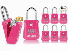 Lion Locks Key Lock Box 6 Pack Pink Code Lockbox Holds 5 Keys