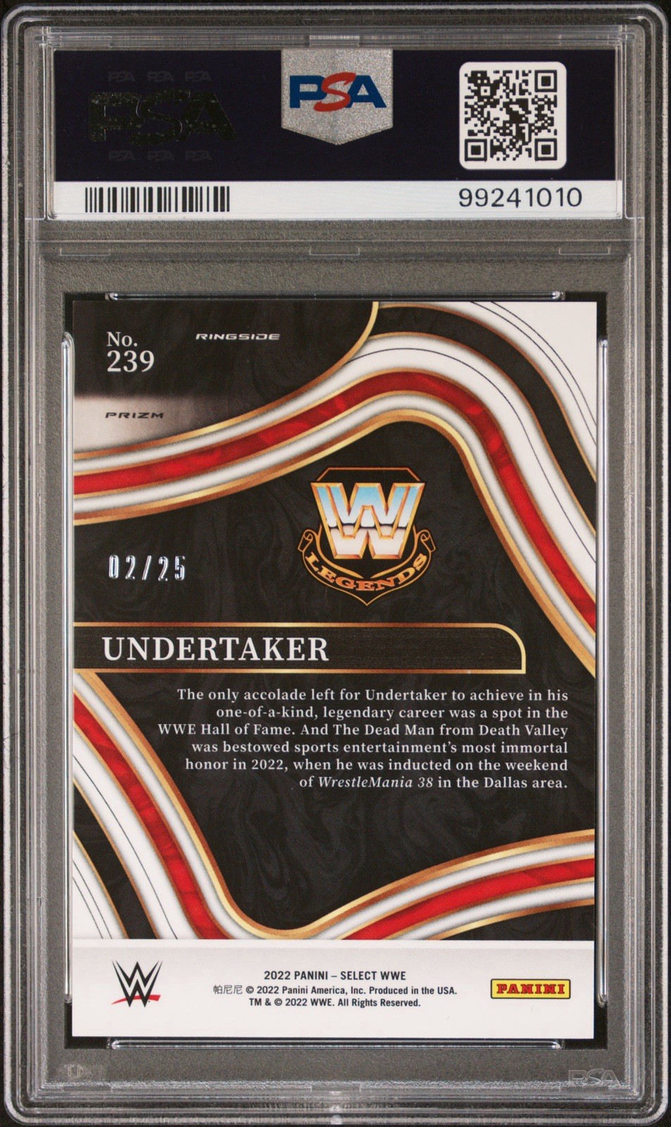 2022 Panini Select WWE Undertaker #239 Tie-Dye Prizm /25 PSA 10 Classic Pose ⚱️ view 2
