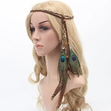 Feather Headband Headdress Festival Boho Hippy Indian Hair Accessories for Girls