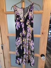 Elie Tahari  Silk V Neck Abstract Print Sleeveless Dress Multicolor Size M