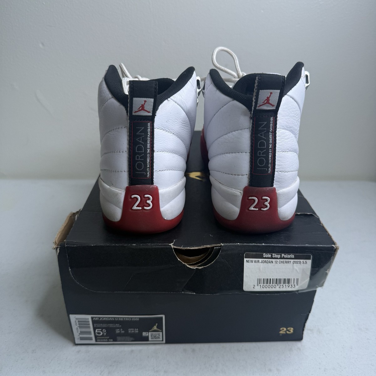 Size 5.5y - Jordan 12 Retro Cherry (2023) (GS) Lightly Worn | eBay