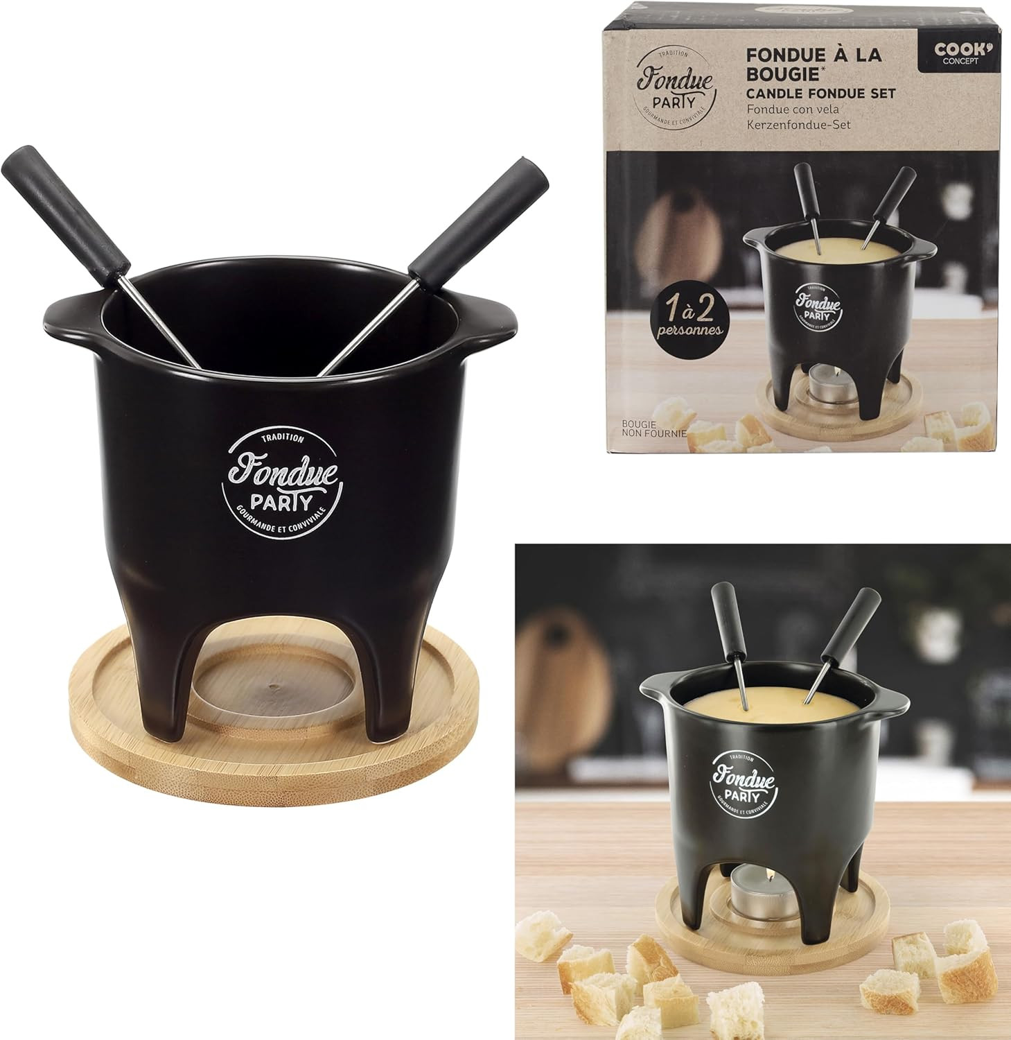 Mini Fondue Set 1-2 Persone: Design Compatto per Formaggio e Dessert - 2