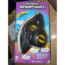 Batman Foldable Headphones iHip Over Ear Wired Mic Black Yellow DCFSHP-BM2 NEW