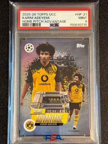 2025-26 Topps UCC Karim Adeyemi Home Pitch Advantage Dortmund PSA9 HP-21