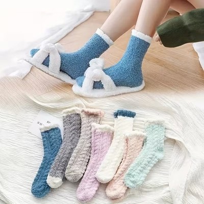 5 Paar Damen Flausch Socken Weich Fleece Winter Warm Kuschelig Bettsocken Einheitsgröße UK 2.