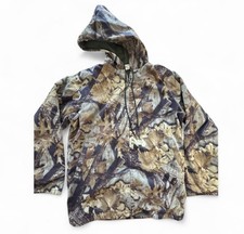 Vintage USA Made Camo Hoodie Adult M Brown Camouflage Full Zip Up Hunting Jacket