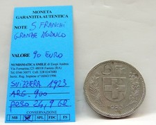 SILVER COIN 5 FRANCS SWITZERLAND 1923  LARGE MODULE , WEIGHT 24.9 GR.  BB 