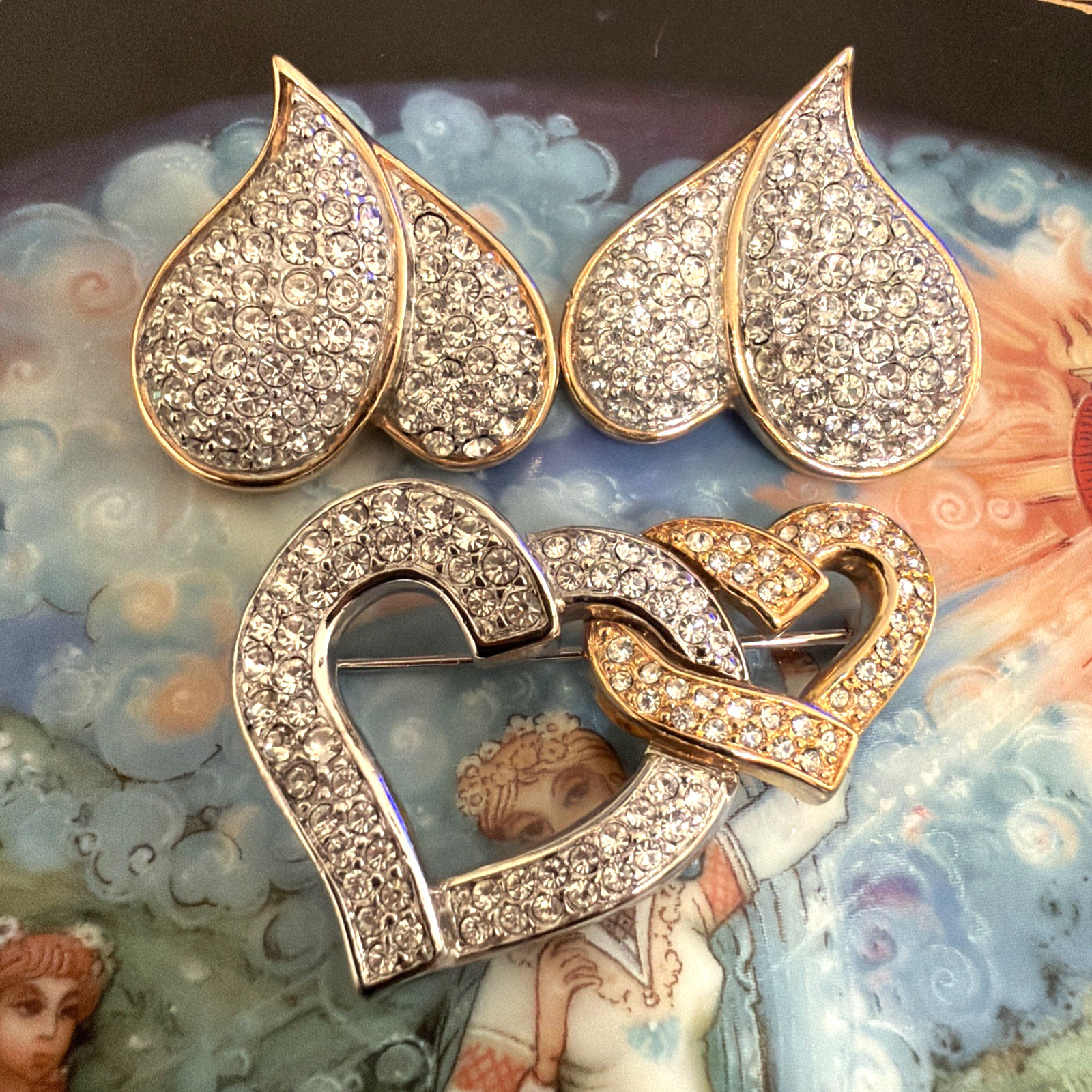 Swarovski Hallmarked Interlocking Pave Brooch & H… - image 15