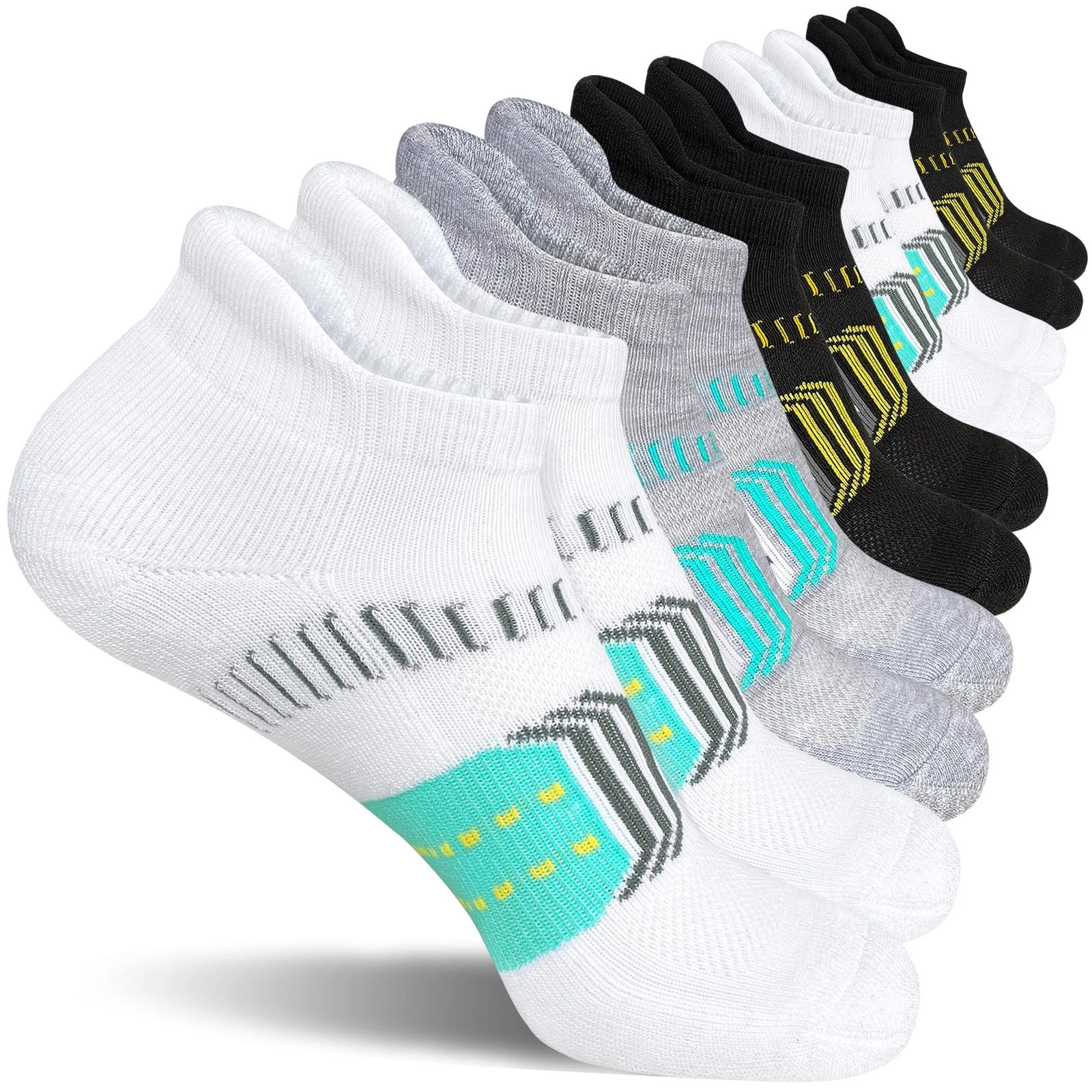 Womens Athletic Cushioned Anti-Blister Comfort Running Ankle Socks 5 Pairs