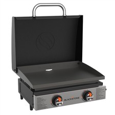 Blackstone 22 Inch 2 Burner Tabletop Gas Plancha Griddle with Hood 257-2144DK