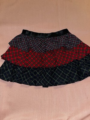Polo Ralph Lauren Plaid Tiered Layered Skirt Elastic Waist Multicolor Size 3