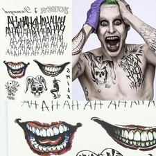 Batman The Joker Suicide Squad Temporary Tattoos Fancy Dress Halloween Costume