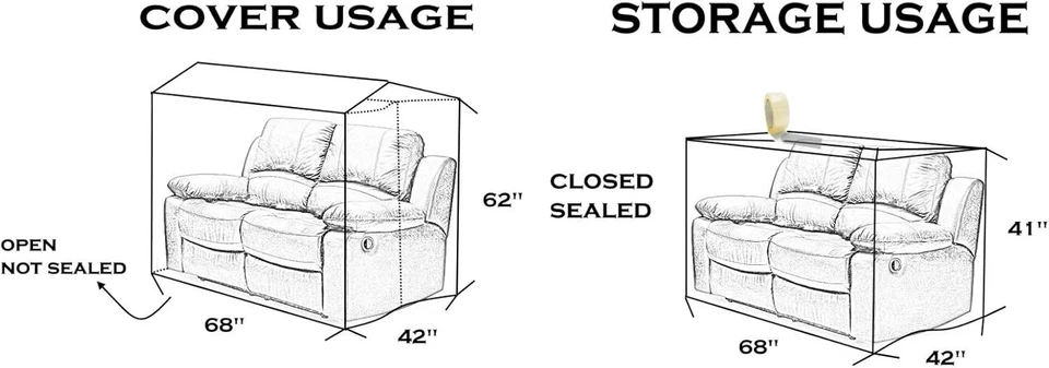 Furniture Cover Plastic Dust-Proof Bag for Sofa Loveseat Moving Waterproof - Image 4 of 4
