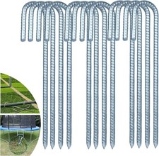 10PCS Super Heavy Duty Galvanised Steel J Hooks Ground Stakes Rebar Tent Pegs
