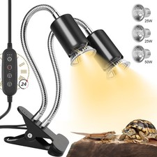 Reptile Heat Lamp, Dual-Head UVA UVB Reptile Light, Heating Lamp with Cycle T...