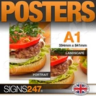 A1 Full Colour GLOSS Poster Printing Service - A3 A2 A0 available - FREE-P&P!