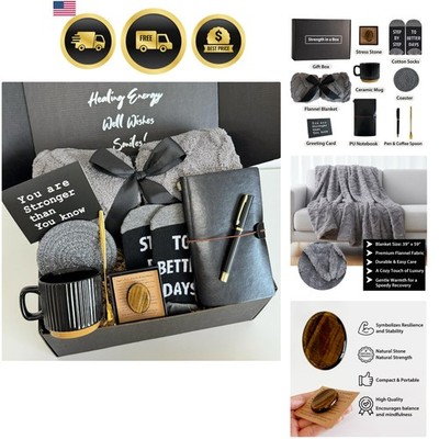 Care Package for Men - Get Well Soon Gifts for Men with Plush Blanket, Cerami...