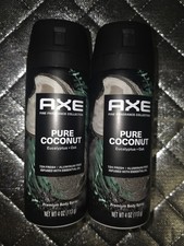 Axe Fine Fragrance PURE COCONUT Deodorant Body Spray for Men 4oz Lot Of 2